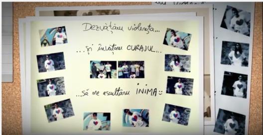 Centrul de Plasament Gulliver Sibiu Violența între parteneri intimi, ilustrată într-un desen cu final fericit, unde oamenii iau atitudine,