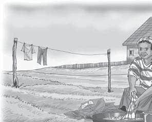 Wiki ya 26: Siku ya 5 Mama afua nguo 130 Mavazi Mama anafua nguo na kuzianika kwenye kamba. Maria anamtazama huku akitambua kila nguo inayoanikwa. Maria anasema, Hii ni sare yangu ya shule.