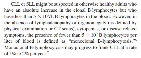 alebo symtómy asociované s CLL Pozn.