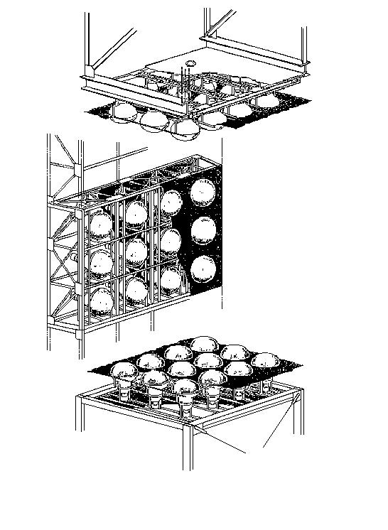4 CHAPTER 3. SUPER-KAMIOKANDE DETECTOR Tyvek 8" PMT Top Black seat Barrel 2" PMT Bottom Figure 3.6: Support structure of PMTs. 12 PMTs are mounted in one supporting structure.