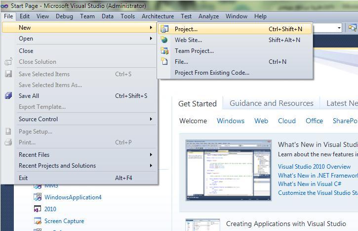 Project نحوه ی نوشت برنامه در پلت فرم :Windows Form Application 1( بعد از اجرای visual