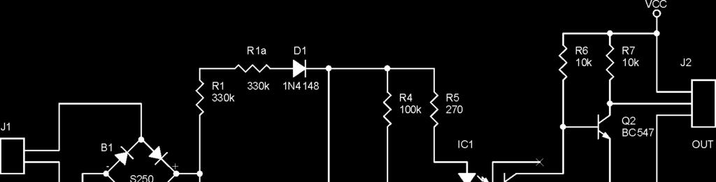 Prin divizorul R2 R3 se obţin cele 100 de pulsuri pe secundă ce comandă prin Q1 şi Q2 dioda unui optocuplor.