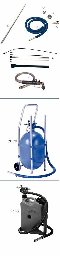 Vakumska črpalka Dodatki za vakumsko črpalko Dod. Beležka A Kit za pnev. priklj. Vsebuje zaporni ventil, merilec, nastavek, 22587 hitro spojko, priklj.