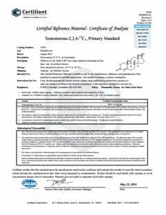 comprehensive certificate of analysis There are standards...then there are Cerilliant standards Cerilliant supports each product produced with a comprehensive Certificate of Analysis (COA).