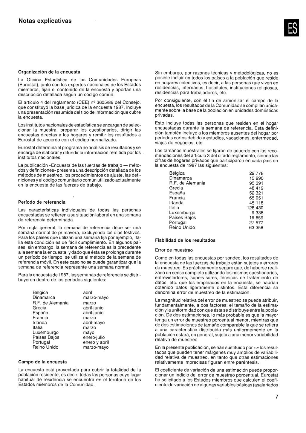 Notas explicativas m Organización de la encuesta La Oficina Estadística de las Comunidades Europeas (Eurostat), junto con los expertos nacionales de los Estados miembros, fijan el contenido de la