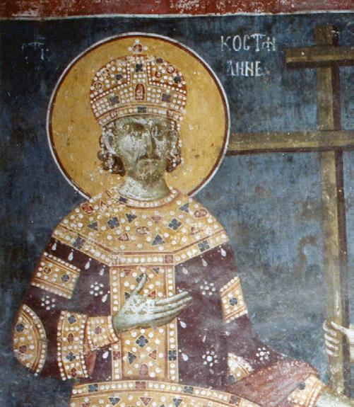 Ni{ i Vizantija XI 127 Сл. 4. Св. Константин, детаљ, фреска из Грачанице, око 1320 Fig. 4. St. Constantine, detail, fresco from Gračanica, ca.