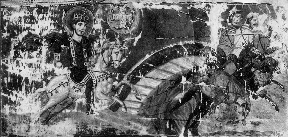128 Миодраг Марковић Сл. 5. Визија цара Константина, минијатура из рукописа Parisinus gr. 510, fol. 440, око 880. године Fig. 5. Vision of Emperor Constantine, miniature from the manuscript Parisinus gr.