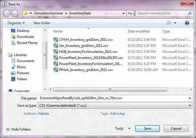 [Save as type]-д [CSV (Comma delimited) (*.