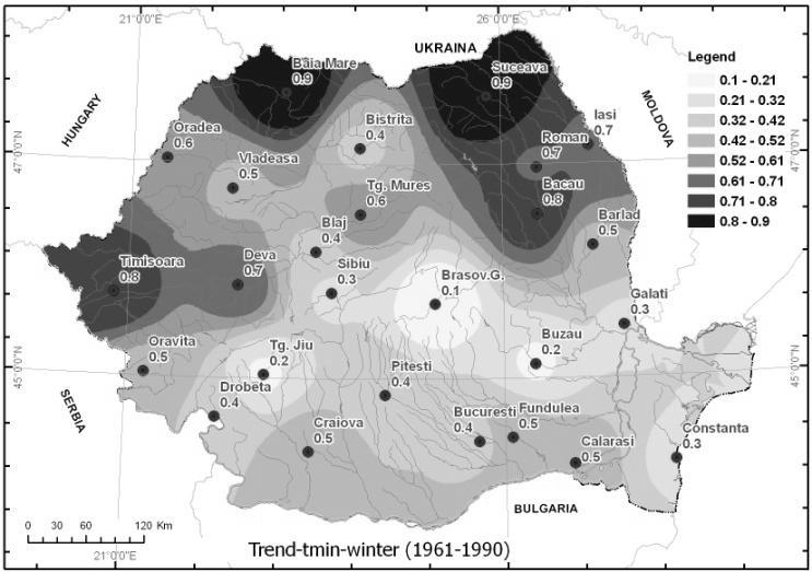 15); acest semnal climatic a fost deja identificat în datele de observație pentru perioada 1961 2000: o încălzire de 0,8 0,9 C în nord-estul și nord-vestul țării; media temperaturii maxime de vară: o