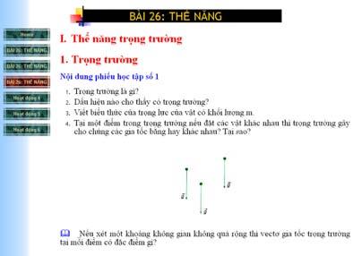 * Thiết kế hoạt động tìm hiểu khái niệm và biểu thức của thế năng trọng trường.