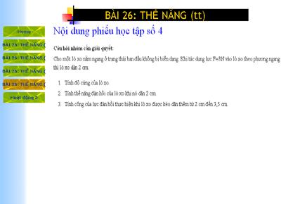 * BGĐT cụ thể cho hoạt động củng cố.