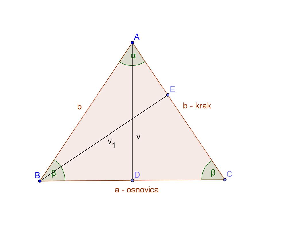 Jednakokračni trokut a v o a b P Površina Opseg P b v1 a b v v a sin cos b b cos cos sin v a tg tg a v v v sin 1 sin 1 a b sin 14.