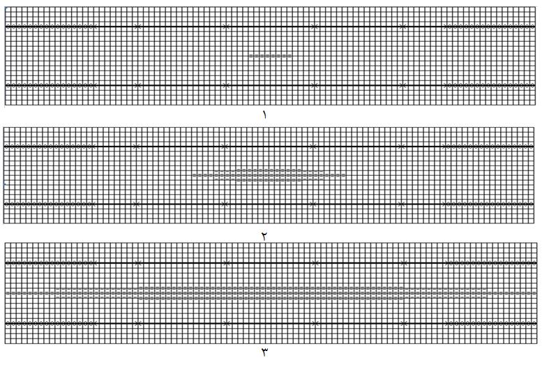 شکل 16. کانتورتنش معادل ( بر اساس معیار فون مایسز( در دال ( 2 )KN/m جدول 1 مقادیر لنگر خمشی به وجود آمده در دال درجا را نشان میدهد که به منظور مقایسه نتای در حالت پیشساخته نی آورده شده است.