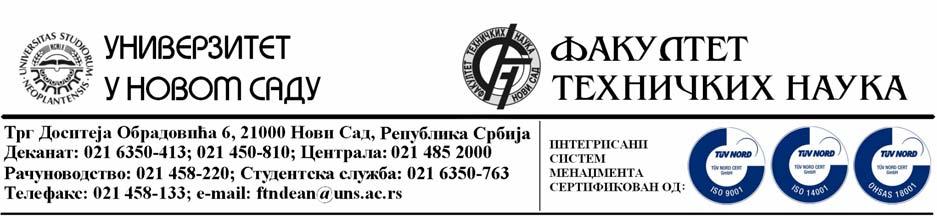 БИЛТЕН ФАКУЛТЕТА ТЕХНИЧКИХ НАУКА ИЗВЕШТАЈИ О КАНДИДАТИМА ЗА ИЗБОР