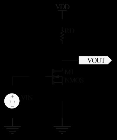 ZADATAK 40. NMOS tranzistor u kolu sa slike ima napon praga V T =1.5V i k=0.4ma/v 2. Ako je napon koji se dovodi na gejt (V IN ) impulsni (0V i 5V), odrediti izlazni napon V OUT.