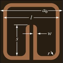 Efektivno permeabilnost osnovne celice določajo njeni geometrijski parametri: s, w, r, l in a Θ. vala, ki so ga uporabili, je bila 8.5 GHz (mikrovalovno območje). Valovna dolžina tega valovanja je 35.