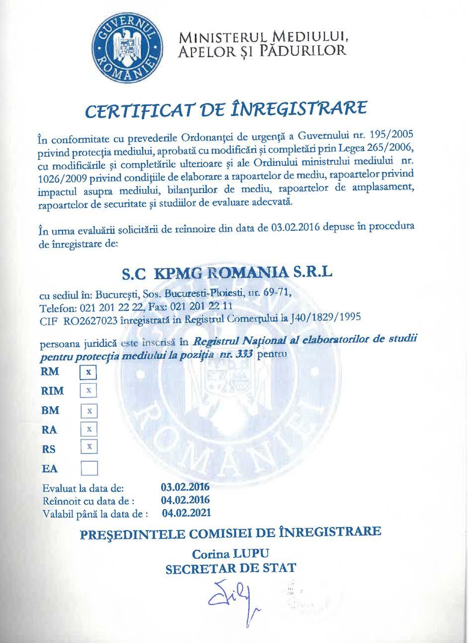 Anexa 1 Certificat de înregistrare