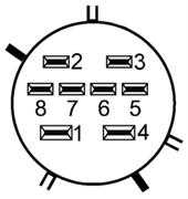 Priključak Modulator TEBS E (Standard) Modulator TEBS E (premium i višenaponski) 1 Masa "ulazni/izlazni ventil" 2 Redundantni ventil 3 Masa "redundantni ventil" 4 Masa "senzor tlaka" 5 +24