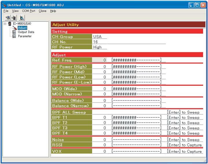 P SRN XAMPL I/O check button q w e r t y i u o NOT: The above screen is an example. ach transceiver has its own specific values for each setting.