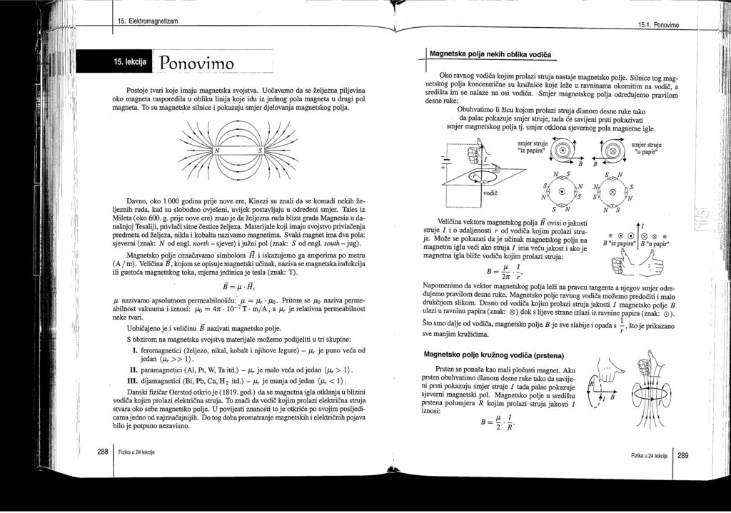 Magnetske i elektromagnetske pojave_intro Svojstva magneta, Zemljin magnetizam, Oerstedov pokus, magnetsko polje ravnog vodiča, strujne petlje i zavojnice, magnetska sila na vodič, Lorentzova sila,