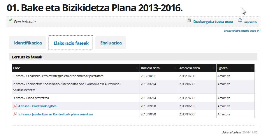 URTEKO ETA URTE ANITZEKO PLANAK ETA PROGRAMAK, BETETZE MAILAREN ADIERAZLEAK ETA EMAITZAK Lehendakaritzako sailen plan eta gobernu planen egutegiari buruzko informazioa argitaratzen zuen webgunea