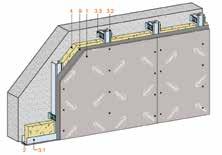 Rw: + 13 db Rezistență termică (cu grosime vată 90 mm): R = 2.7 m 2 (K/w) Poate susține: rafturi, corpuri de mobilier de bucătarie etc. 2 3 Perete între LIVING și BUCĂTĂRIE Soluția 3.40.