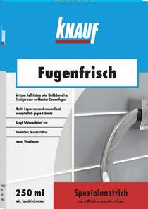 Knauf Fugenfrisch Plytelių siūlių spalvos atnaujinimo priemonė Vidaus darbams. Plytelių siūlių spalvos atnaujinimo priemonė. Padengia ir nudažo siūlę vandeniui atspariu sluoksniu.