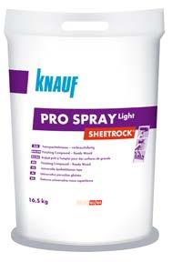 Glaistai Knauf Pro Spray Light Naudoti paruoštas lengvas purškiamas glaistas Vidaus darbams. Paruoštas naudoti. Turi priedų ir rišiklių, gerinančių sukibimą ir apdirbimą.
