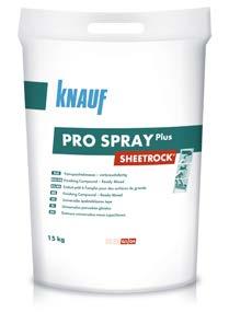 Knauf Pro Spray Plus Naudoti paruoštas purškiamas glaistas Glaistai Vidaus darbams. Paruoštas naudoti. Turi priedų ir rišiklių, gerinančių sukibimą ir apdirbimą. Universalus glaistas.