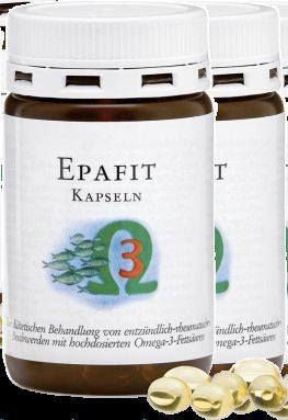 10 EPAFIT κάψουλες Για τη διαιτητική θεραπεία σε ρευµατικές παθήσεις και οστεοαρθρίτιδα µε φλεγµονές Epafit κάψουλες περιέχουν 650 mg συµπύκνωµα ιχθυελαίου που περιέχει τουλάχιστον 75% ωµέγα-3 λιπαρά
