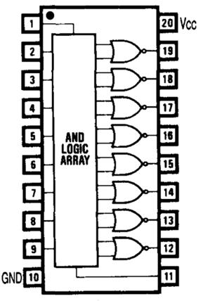 vezje PAL16L8 [od 10 do 16 vhodov, 8x8=64 vrat