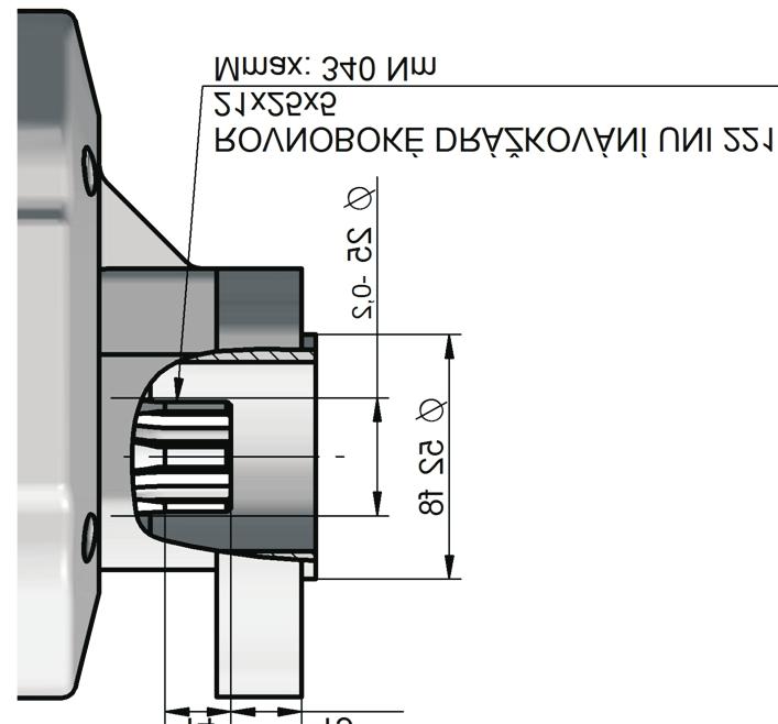 9) KEY 5x7,5 WSHER NUT M6x,5 M6x,5 (.6) 3,5 (.53) Max. 3 Nm (22.