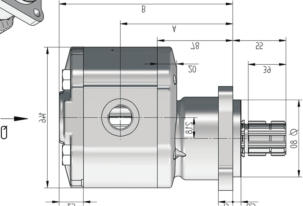 Ports design in millimeters (inches) Flanged fittings according to SE, UNC thread Flanged fittings - cross to 6 (3.72) above 6 (3.72) C D E E F G H I E F G H I 25,4 (.) 3,5 (.2) 39,3 (.