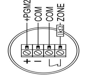 detection. Znamienko Plus pred +BELL a +PGM2 ukazuje, ţe tieto výstupy ak sú aktívne tak sú pripojené na napätie +12V.