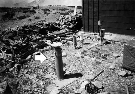 GPS Table +. Periods of the observations at Jododara station. Fig.,. Jododaira station for GPS observation. Arrow indicates the concrete pillar and GPS antenna.