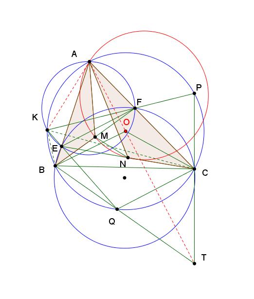 Bài 37 Cho tam giác nhọn ABC không cân nội tiếp đường tròn ω tâm O. Một đường tròn ω, đi qua B,C cắt các cạnh AB, AC lần lượt ở E,F (E,F A).