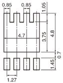5 unit : mm Land pattern example 0.5 unit : mm Land pattern example 0.85 0.85 1.05 unit : mm 5.5 5.5 1.0 1.0 4.7 3.75 1.45 0.7 4.8 1.27 1.