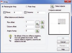 Toolbars : Menu: modify/array Command Line: Ar Array دستور Array این دستور به منظور تکثیر یک یا چند جزء به صورت شعاعی و ماتریسی به کار می رود.