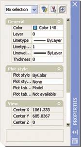 Menu: tools/paletts/properties Command Line: pr/ch دستور properties این دستور معادل دستور change در نرم افزار Auto Cad 14 است و با استفاده از آن می توان مشخصات اجزای ترسیم شده را تغییر داد.