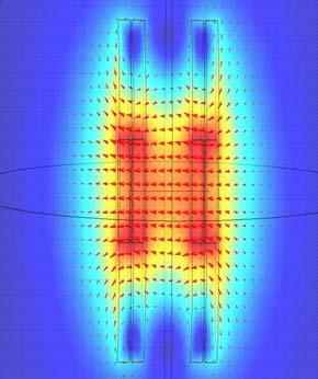proiectate a inductiei campului magnetic (3T). Modelare 2D a campului magnetic generat de bobinele supraconductoare este prezentat in fig.