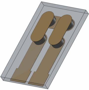 Stadiile de realizare ale microdispozitivului cu două module termoelectrice sunt prezentate în figura 7. a) b) c) Figura 7.