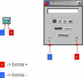 Utilizarea simulatoarelor în analiza circuitelor electrice: Electronics Workbench (Multisim, EWB) CONECTAREA MULTIMETRULUI Legareaămultimetruluiălaăcircuitulăpeăcareăefectumămsurtorileăesteă relativă