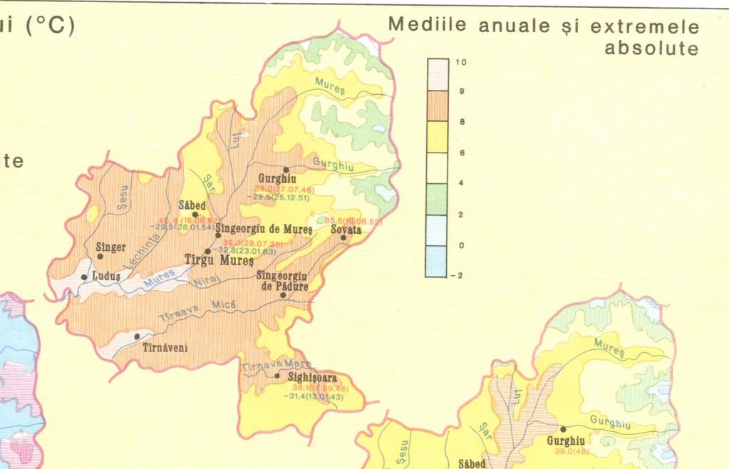 Mediile anuale şi extremele absolute de temperatură pentru judeţul Mureş Adâncimea maximă de îngheţ în zona studiată este de 80 90 cm, conform STAS 6054/77 Teren de fundare ADÂNCIMI MAXIME DE ÎNGHEŢ
