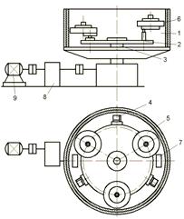 Fig.4.3 Dozator cu buncăr 1- siloz de depozitare; - siloz de dozare; 3, 4- închizătoare cu fălci; 5,6 cilindrii pneumatici Fig.4.4 Tipuri de bază de transportoare vibratoare : a-cu mecanism bielă- manivelă; b-cu masă excentrică 1-mecanism de generare a vibraţiilor; - masa vibratoare cu jgheab de transportaror 53.