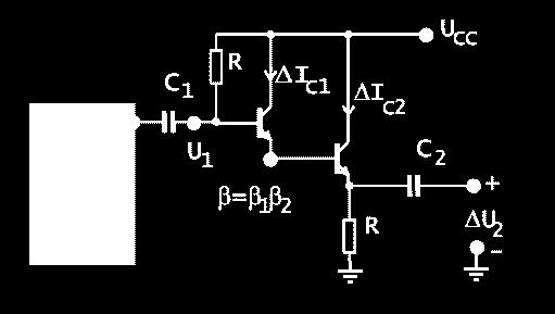 Na zväčšenie prúdového zosilnenia možno použiť zložené zapojenie dvoch tranzistorov, v ktorom emitorový prúd prvého tranzistora je rovný bázovému prúdu druhého tranzistora.