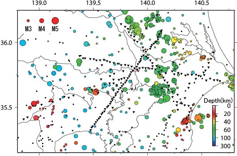 Fig.,. Distribution of earthquakes of more than M,*. are shown with MeSO-net.