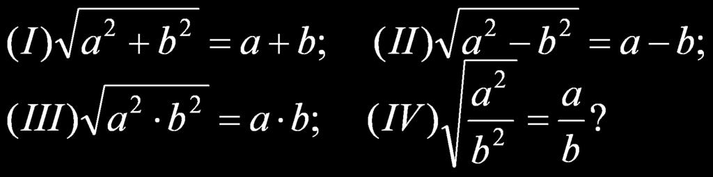 PRIJEMNI ISPIT (10.05.2003) 1. Koje od slede}ih jednakosti su ta~ne za sve pozitivne realne brojeve a i b? A) sve; B) nijedna; V) samo (I) i (II); G) samo (III) i (IV); D) samo (I), (III) i (IV); N).