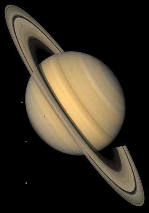 Saturn Velika poluos staze = 9,54 aj = 1 429 400 000 km ekscentricitet e = 0,058 nagib ekvatora ε = 25,1 o promjer ekvatorski 120 536 km polarni 108 728 km M = 568,5.