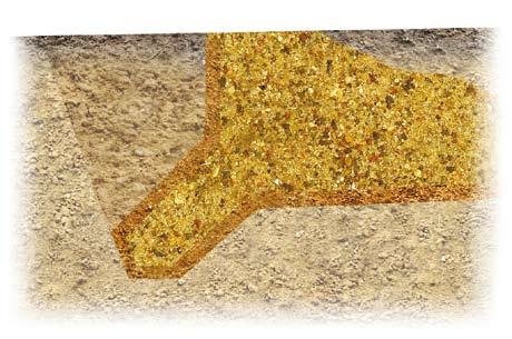sluoksnis Smėlio sluoksnis 0-5 cm Sluoksninis renažas min. 0 cm PVC perforuotas vamzis min. 00 mm; i = -5 Pastato ant mažai laiaus grunto smėlio-žvyro sluoksninė renavimo sistema.