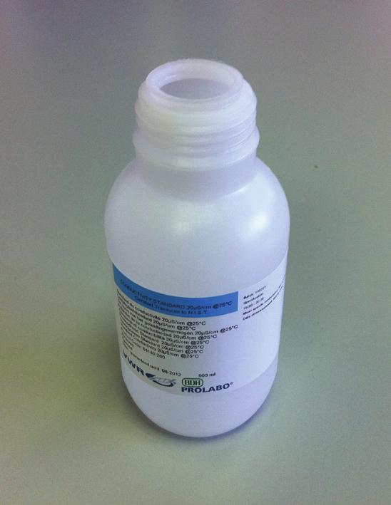Conductivity standards S Conductivity standard solutions A complete range of certified control standards with values ranging from 20 to 100 000 µs to meet all the requirements for electrochemical